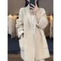 春秋季中长款宽松v领开衫