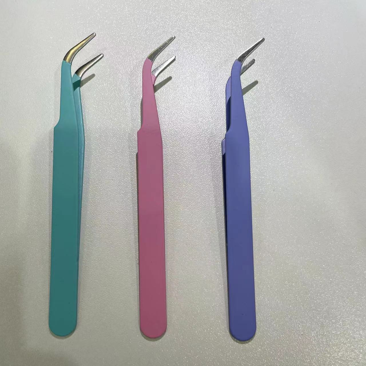 手账镊子批发 贴纸工具 直弯尖头彩色粉色马卡龙夹子不锈钢加厚款