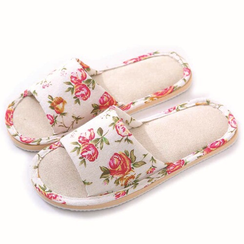 Summer linen slippers for women's rural guest slippers home indoor foam bottom couples linen women's travel cotton and linen slippers