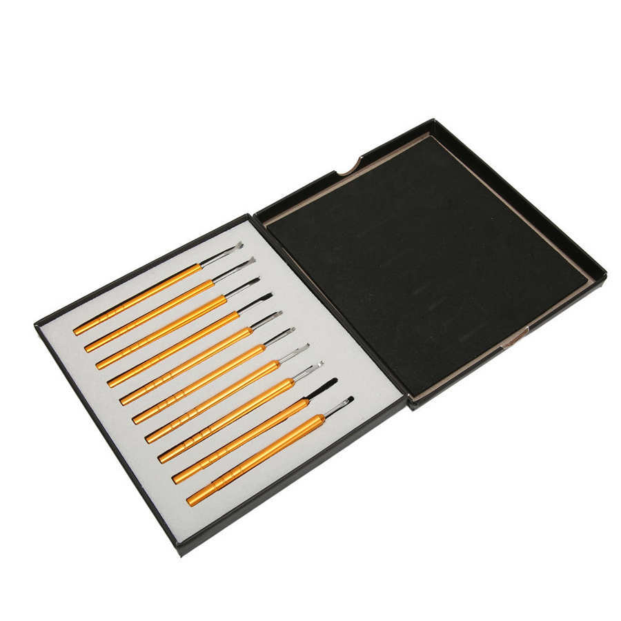 修表工具 起针铲 10支装撬针 金色手柄10pc表针起针铲 起表针器