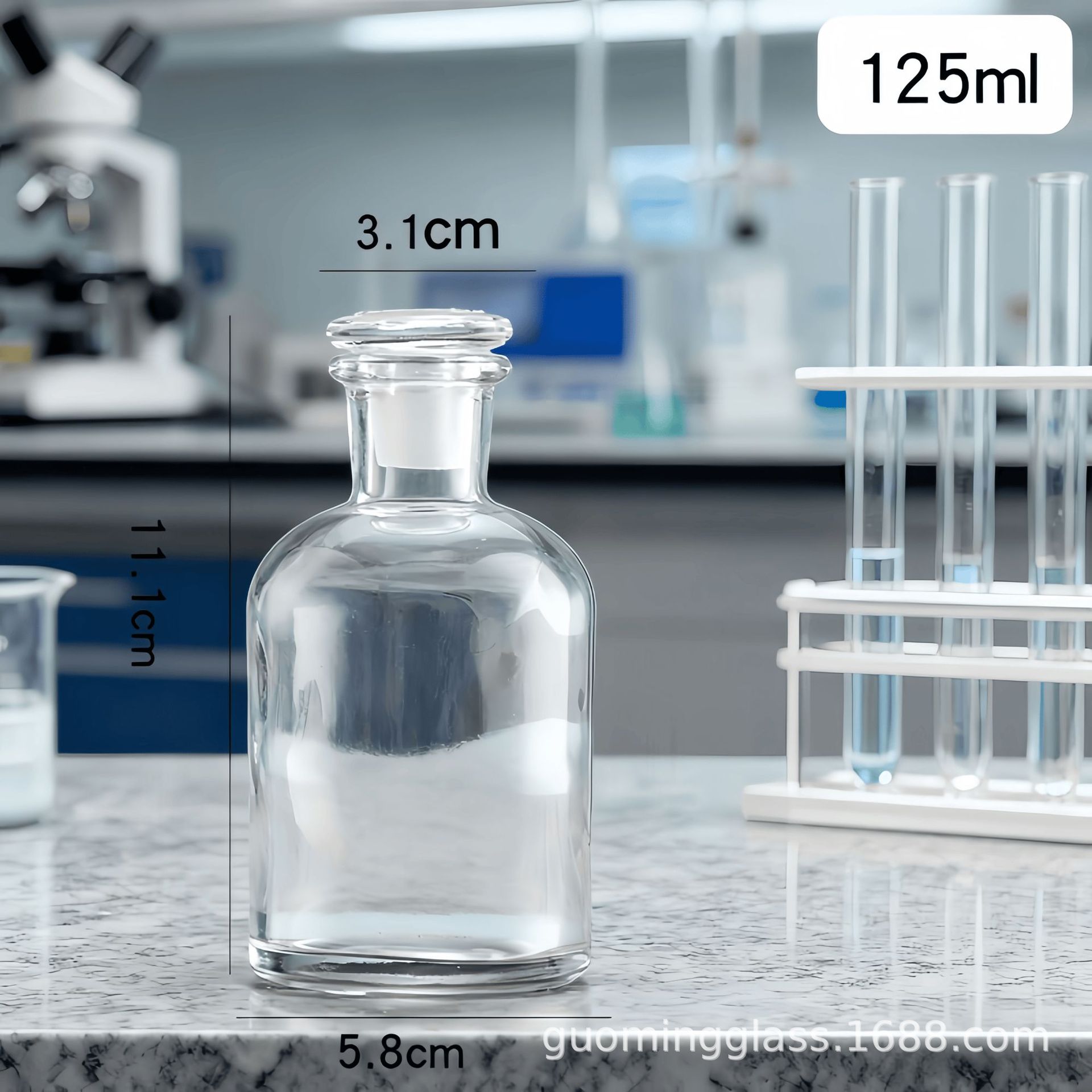 Botella de laboratorio químico de boca ancha botella de boca fina frita