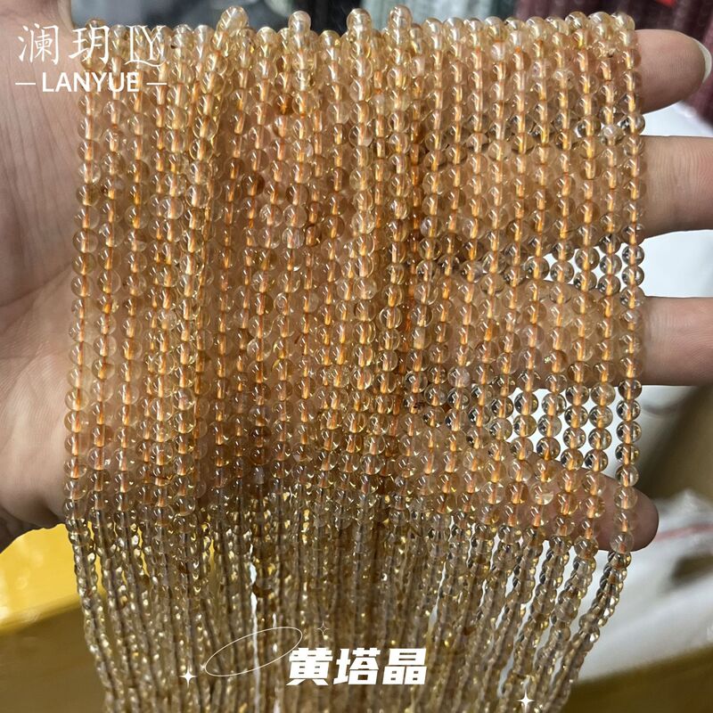 天然金发晶小圆珠散珠 半成品手工diy手链服饰项链饰品配件批发|undefined