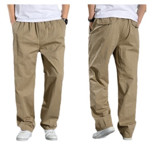 Pantaloni casual da uomo più tuta pantaloni lunghi da uomo larghi di grandi dimensioni versione principale vita elastica_voghion.com