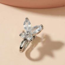 亚马逊爆款金属锆石闪亮假鼻钉夸张简约蝴蝶非穿孔鼻夹穿刺饰品女