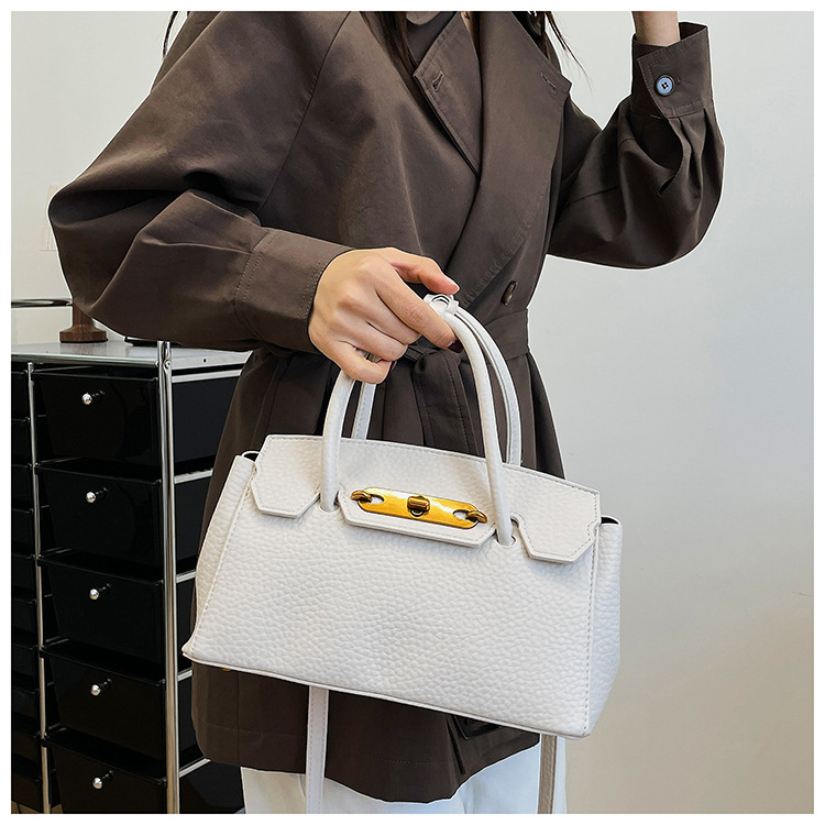 1687g Weight Lock Fashion Element Lock clasp Closure Type Single Shoulder Strap Strap Type Handbag Bags Type Casual, Street, Shopping Occasion Pu Leather Material Solid Color Pattern All Seasons Season Women's Gender Elegant, Classic Style Style Square Shape Medium Size Women's Medium Pu Leather Solid Color Elegant Classic Style Lock Square Lock Clasp Handbag 9