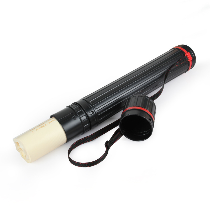 Arte plástico tubo de pintura retráctil dibujo obras colección tubo de almacenamiento retráctil patrón recto tubo negro estante de exhibición cubo de almacenamiento