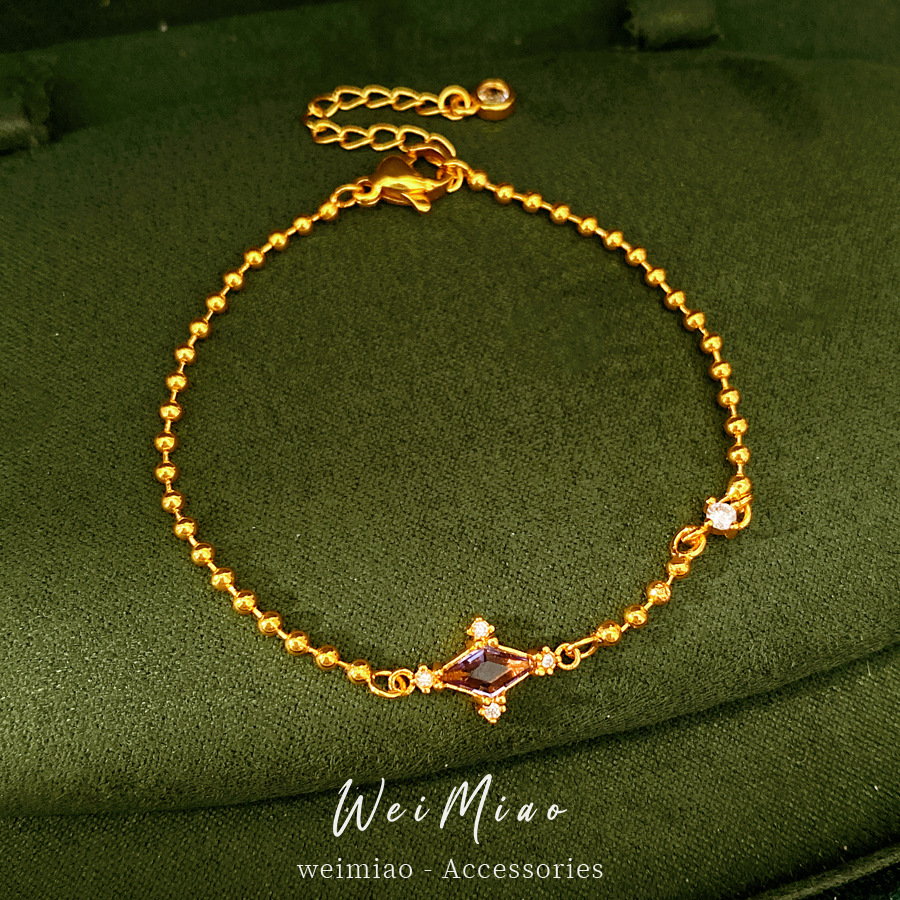 Elegante y simple pulsera de piedra de diamante púrpura lujoso ligero nicho de alta sensación pulsera simple y versátil temperamento joyería image 4