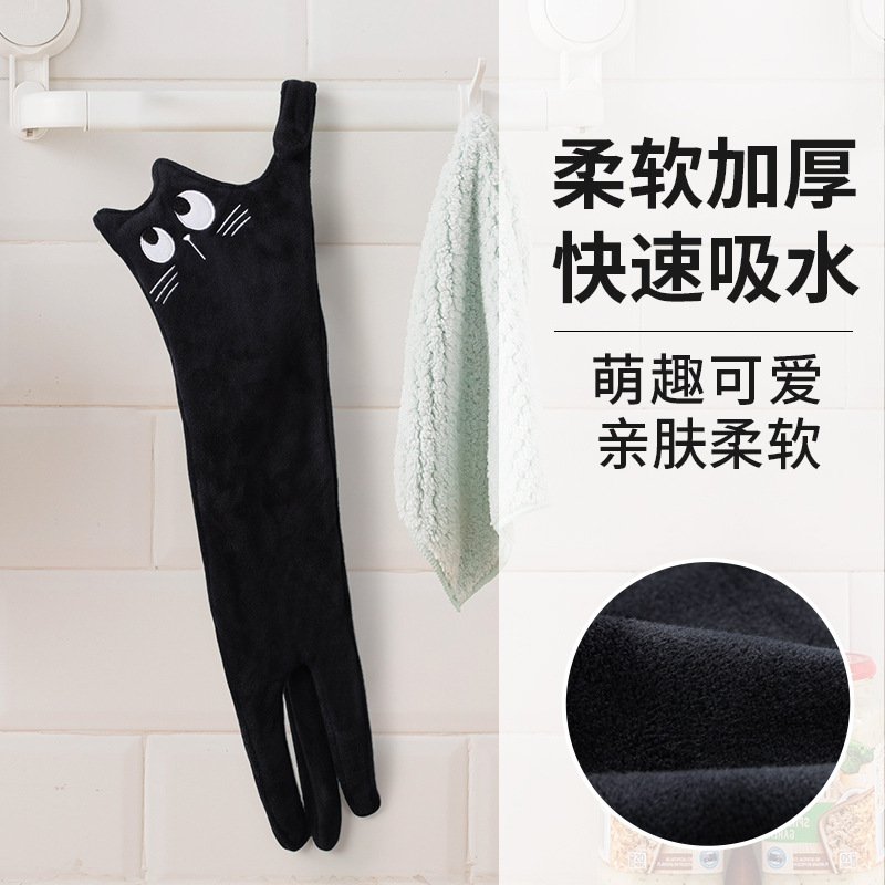Cross-border Cute Cartoon Cat Style Cat Towel Face Wipe Water Absorbent Cat Wipe Hand Towel Hanging Printed Small Handkerchief