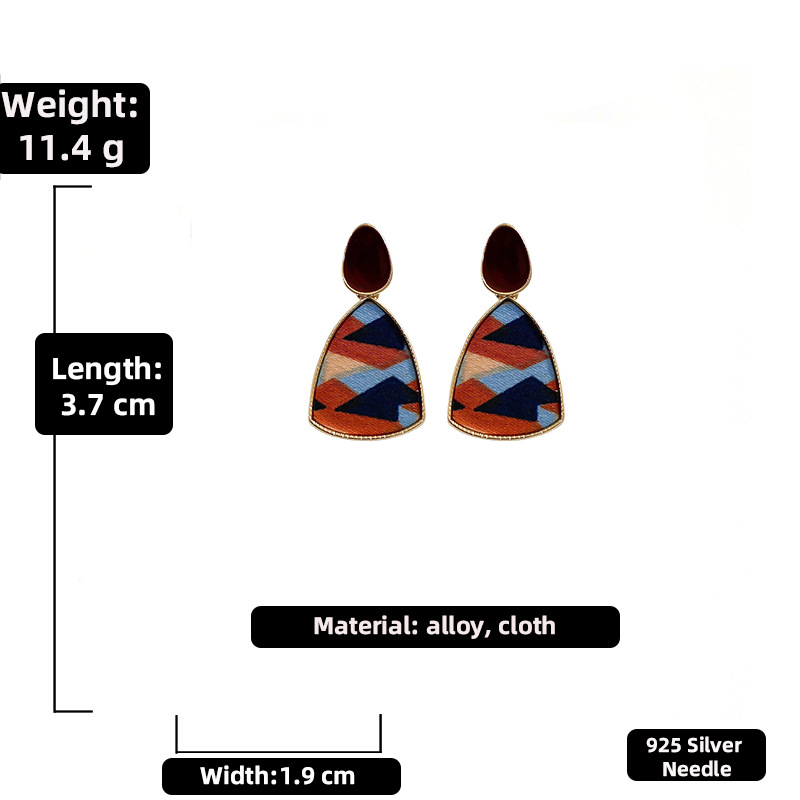 Retro Contrast Color Canvas Alloy Earrings Female Earrings Wholesale display picture 1