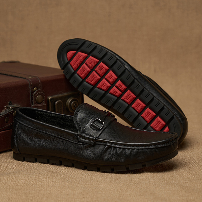 2023夏季新款豆豆鞋男真皮透氣韓版休閒懶人鞋軟底單層牛皮開車鞋