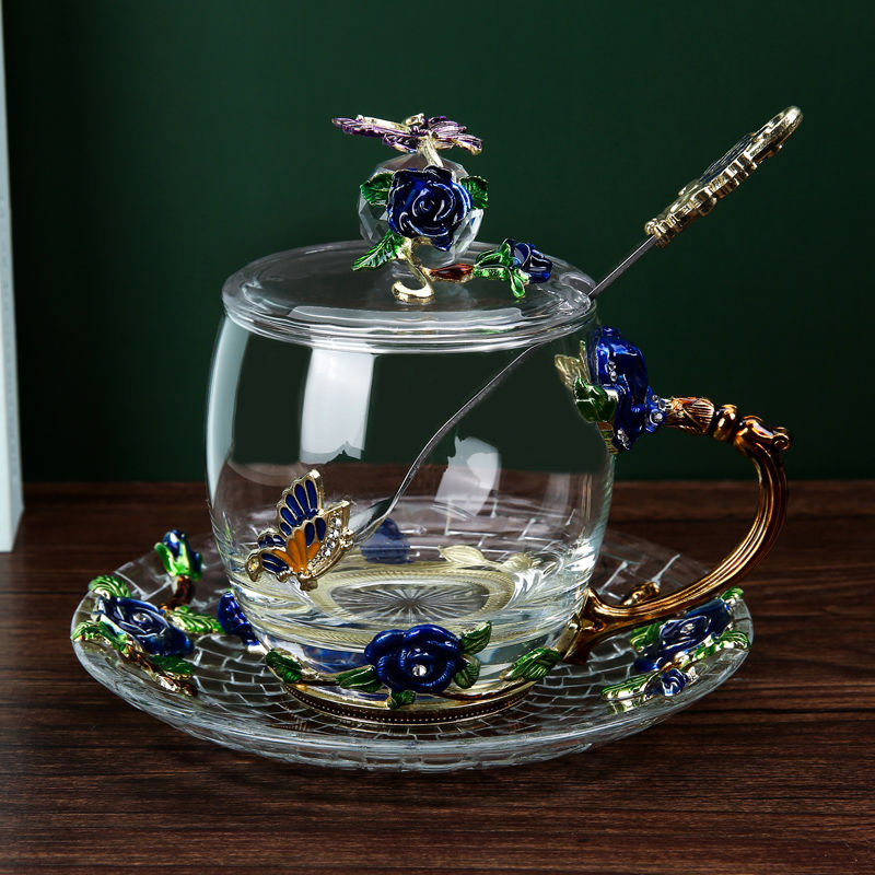 Enamel Coffee Mugs & Stylish Glass Cup Set - Luxury Home Drinkware for Women | OOGift Europe