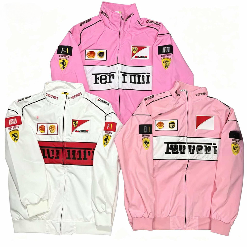 F1 Racing Suit White Ferrari Jacket F1 Embroidered Motorcycle Riding Suit European and American Ferrari Jacket F1 Racing Suit White Ferrari Jacket F1 Embroidered Motorcycle Riding Suit European and American Ferrari Jacket
