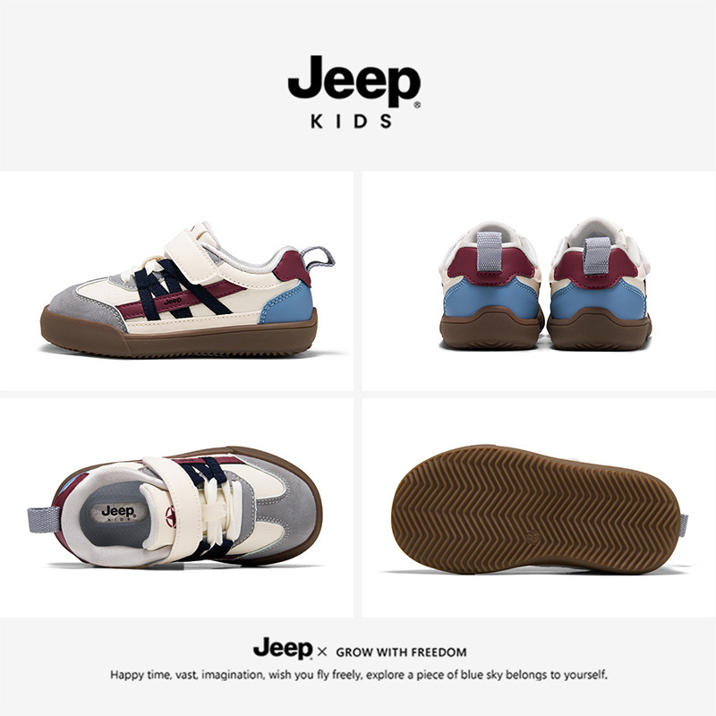 Jeep儿童运动鞋男童低帮皮面板鞋2025秋季新款男女童户外德训休闲|undefined