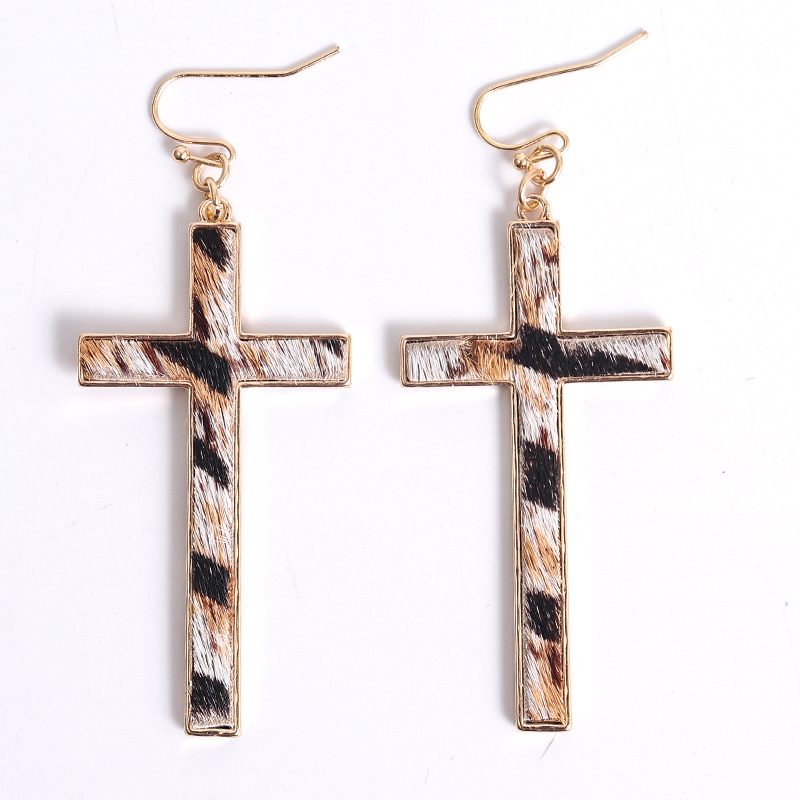 Leopard Print Cross Earrings 4