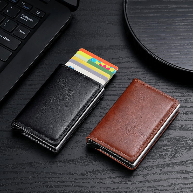 Nuevo tipo de metal automático pop-up bolsa de tarjetas para hombres y mujeres, cartucho de tarjetas anti-magnetizado, bolsa de tarjetas exquisita y simple