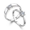 S925 Couple Ring Pure silver engagement female niche design simple pair of prejudice inlaid diamond fall into Aihe