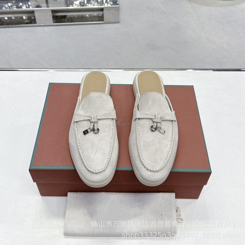 Genuine Leather Llop Loafers, Half-Slip on Slip-On Slippers, Flat-Soled Retro British Style Mules, Non-Slip Genuine Leather Llop Loafers, Half-Slip on Slip-On Slippers, Flat-Soled Retro British Style Mules, Non-Slip