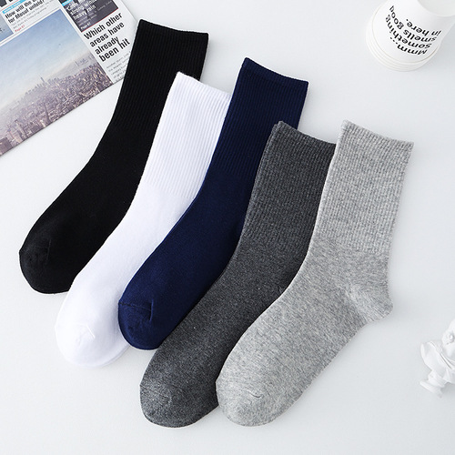 Spring and summer socks for men and women, solid color cotton socks, mid-calf socks, black and white basketball socks, sports socks, stockings, trendy socks wholesale