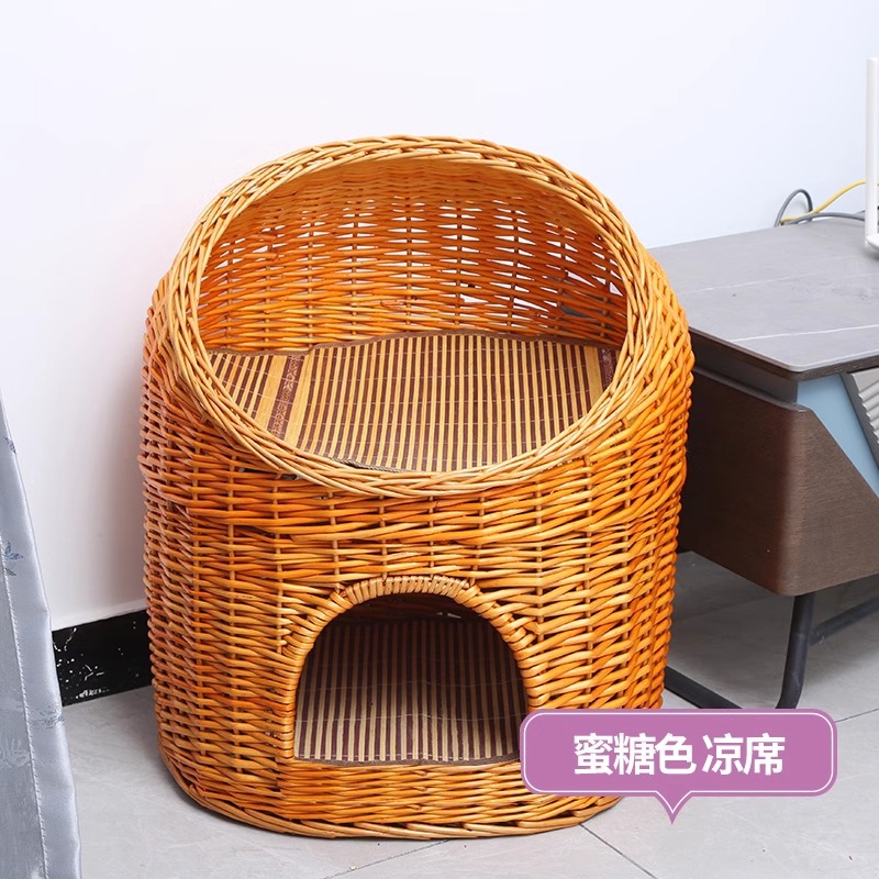 Casa de ratas tejida felina de sauce cuatro estaciones generales de verano desmontable felina perros pequeños y medianos Teddy tejido felina de mascotas