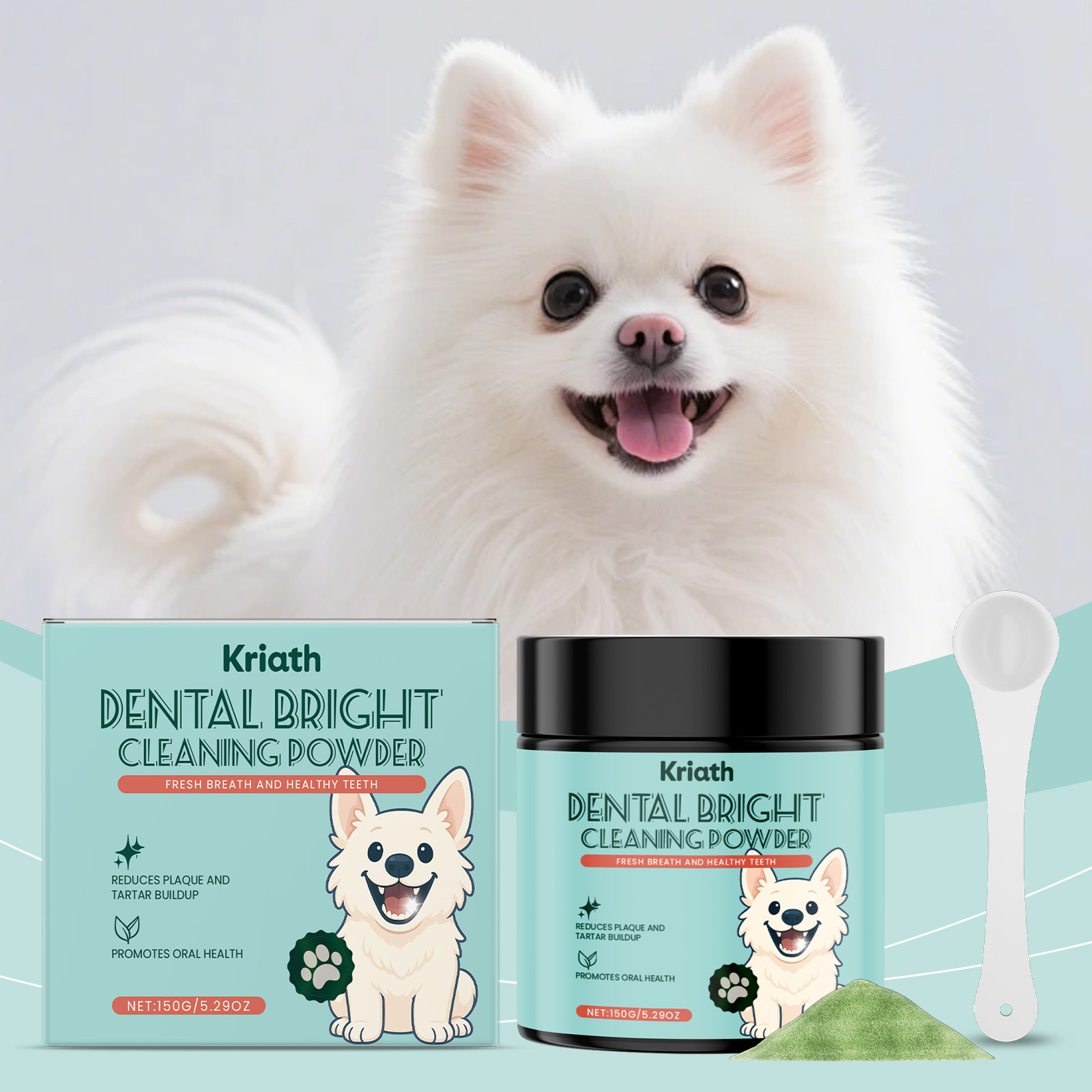 Kriath 狗用牙齿清洁粉 温和配方清新净齿日常狗狗牙齿护理用品