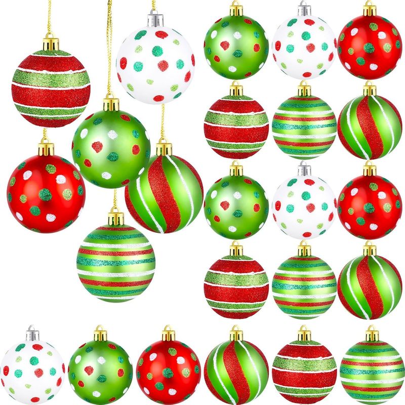 新しいクロスボーダー卸売クリスマスボール赤白緑斑点ボールクリスマスツリーハンギングオーナメント|undefined