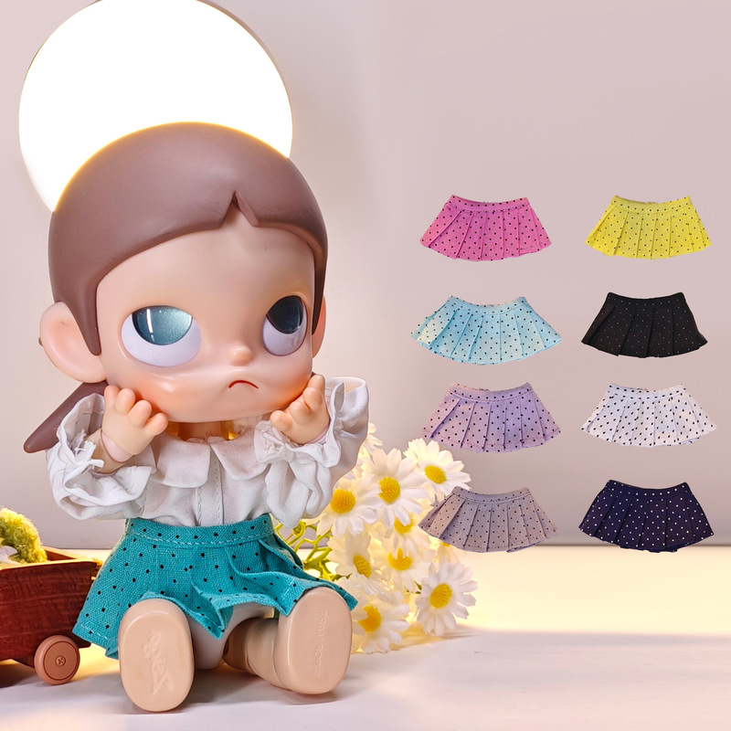Zsija Pleated Skirt Dopamine Eye Matching Polka Dot Skirt Doll Dress-Up Clothes Mini Skirt Half Skirt