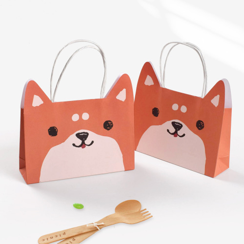 Processing cartoon animal shaped handbags candy paper bags cute pet gifts empty bags cowhide gift bags wholesale