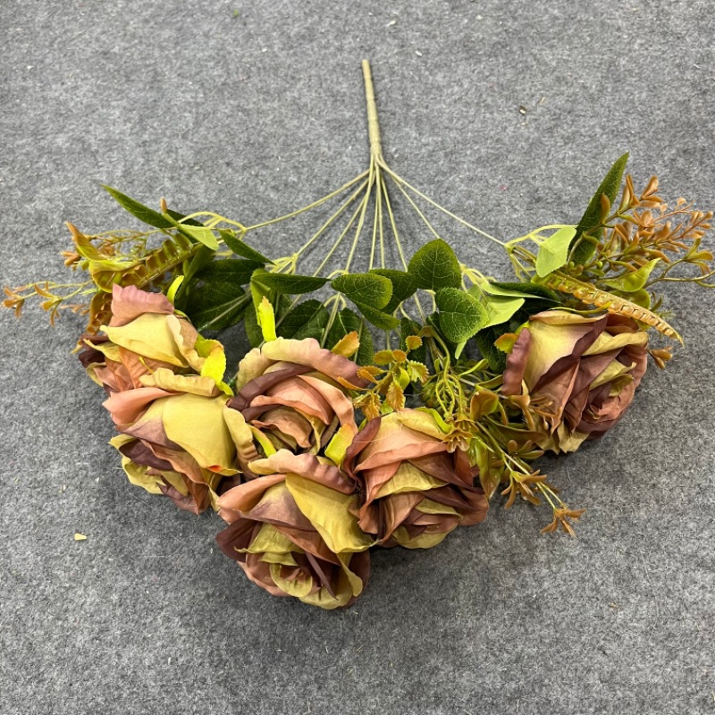 Ramo de Rosas Artificiales de Seda en Relieve para Mesa de Comedor y Boda image 10