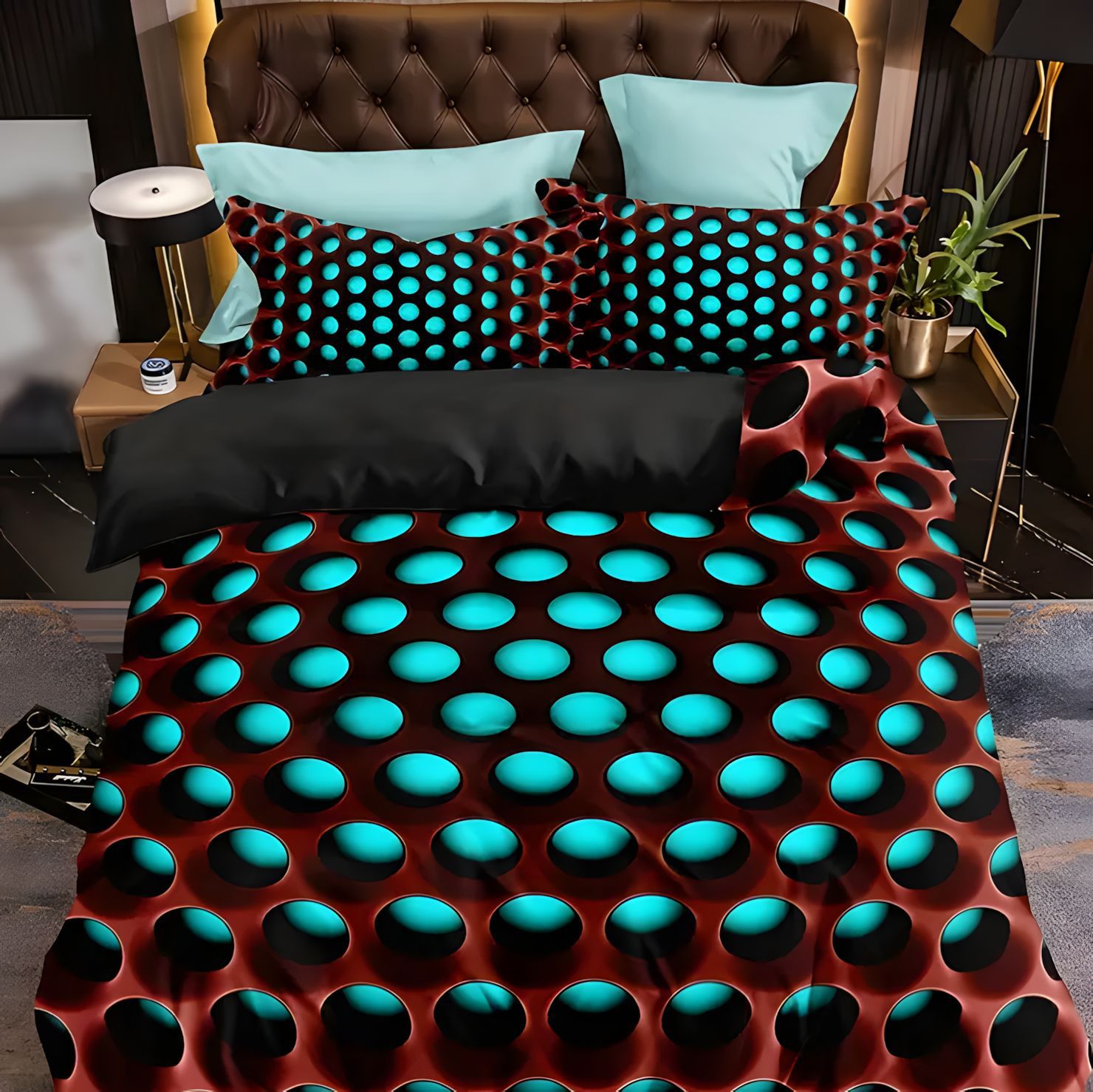 TEMU / JIT transpirable confortable 3D hexagonal panal de abeja impresa digital 3D colcha de cama