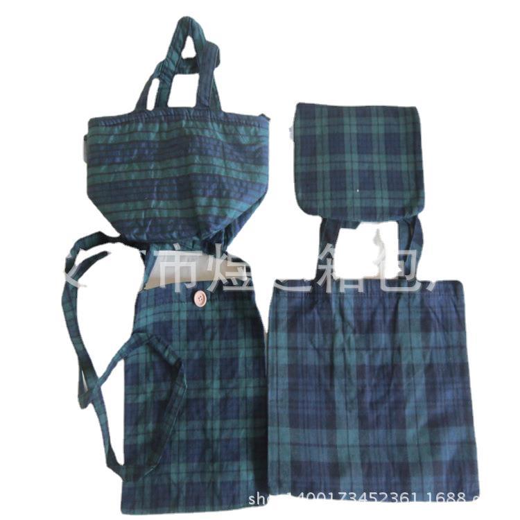 厂家供应销售日版帆布包帆布袋 外贸新款多款格子布棉布袋棉布包