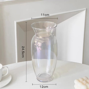 Moderno Estilo nórdico simple florero de vidrio transparente flores acuáticas galvanoplastia florero mesa de comedor modelo decoración de la habitación