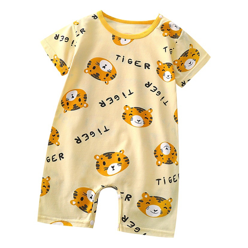 Verano bebé mono fino bebé niño mameluco de dibujos animados recién nacido manga corta mameluco bebé niña Pijamas