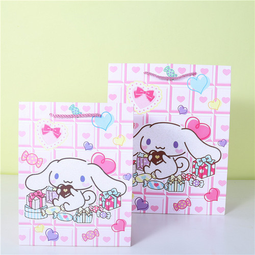 Cartoon Sanrio Animal White Card Paper Shopping Bag Animation Dusting Craft Gift Bag Cat Packaging Paper Bag