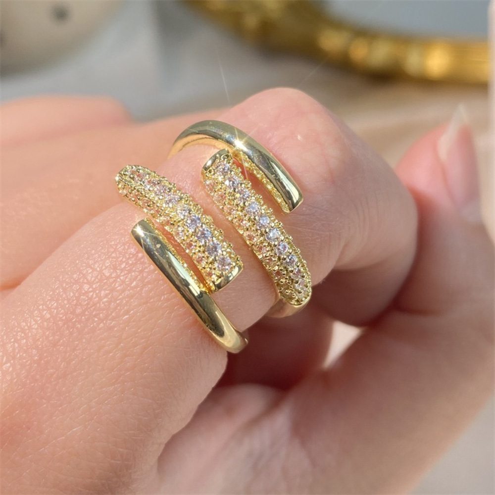 Temu Cross-Border Hot Sale New Retro Alloy Inlaid Zircon Ring European and American Ladies Engagement Ring Factory Direct Sale