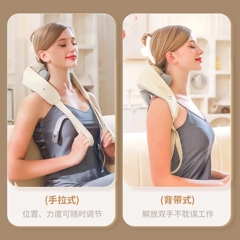 Masajeador de columna cervical, masajeador de músculos trapezius, masaje de hombros y cuello, masaje de amasamiento, chal de masaje con compresa caliente, fisioterapia infrarroja image 4
