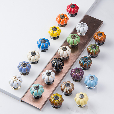ceramics handle Pumpkin Leopard handle wardrobe cupboard Shoe cabinet Door handle American style ceramics Retro Foreign trade handle