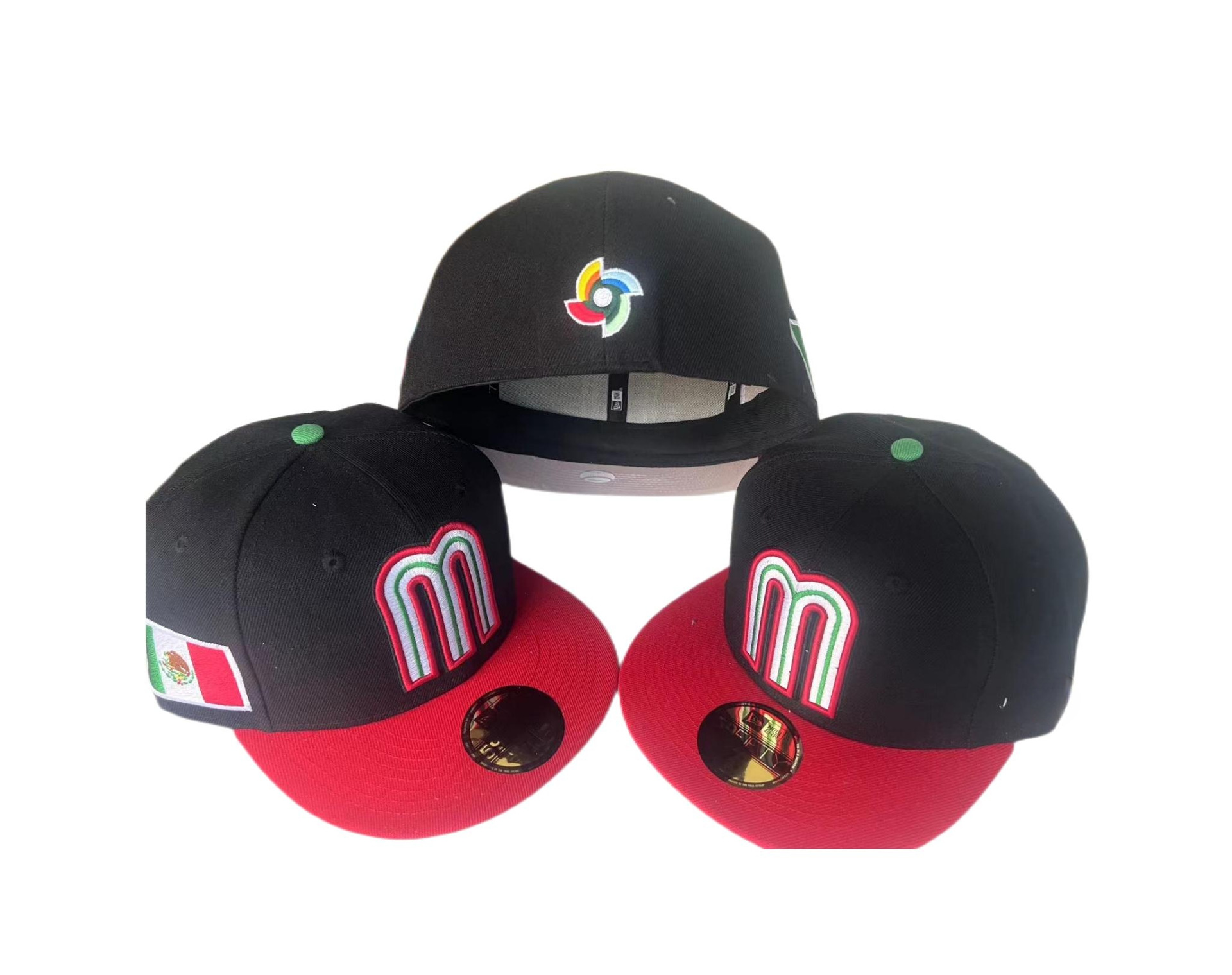 Suministro directo de fábrica Equipo nacional mexicano Bordado de viento logotipo de coche gorra de béisbol letra mMéxico estilo mexicano