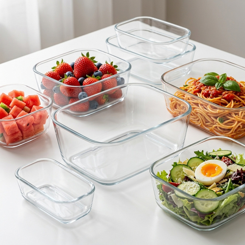 High Borosilicate Glass Bowl for Home Use, Large Glass Bowl, Refrigerator-Freezer Lunch Box, Microwave Heating, High Temperature Resistant Preservation Box