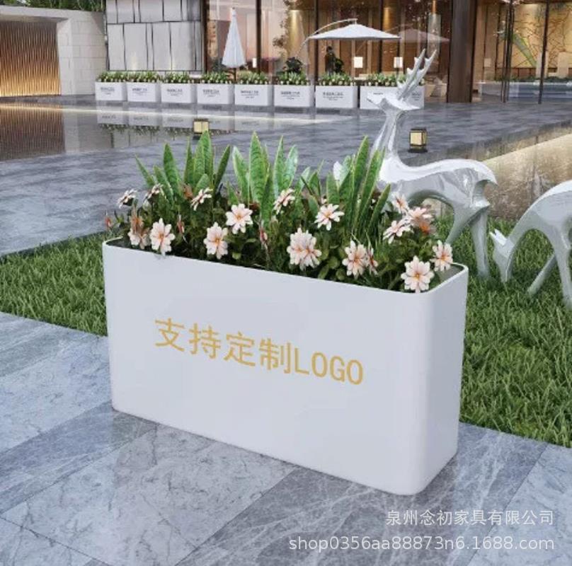 戸外鉄芸花箱組合せ販売部商店街は緑化花壇カフェ街のステンレス花溝を遮断している