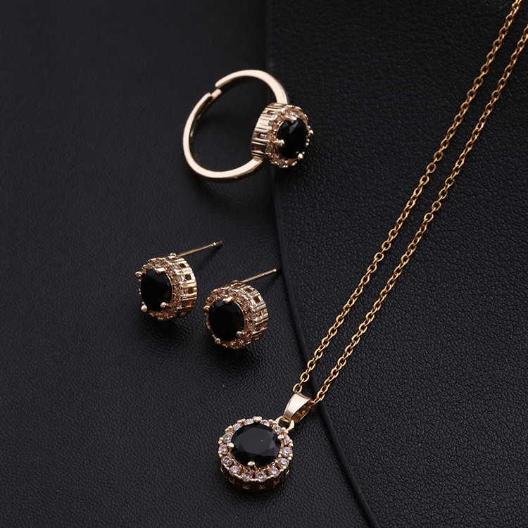 3 Pieces Fashion Round Titanium Steel Copper Inlay Zircon Women's Jewelry Set display picture 2