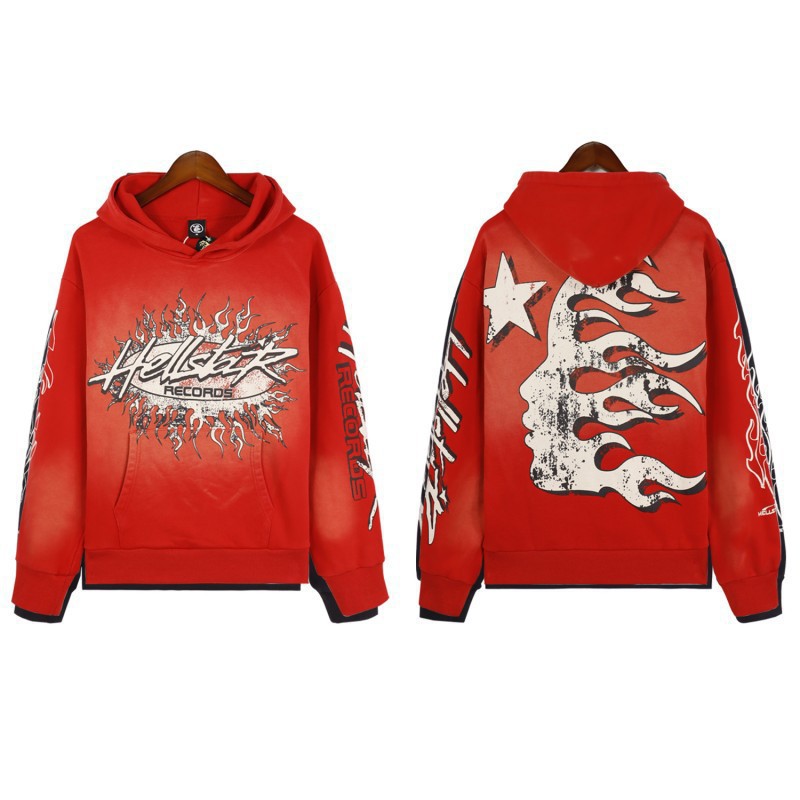 Hellstar Hell Series Sweater Heavy Worker Head Print Red