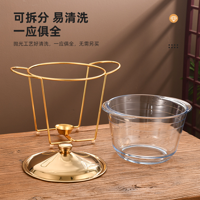 Best-selling Amazon glass buffet stove hotel buffet stove alcohol stove small hot pot food insulation heating container 