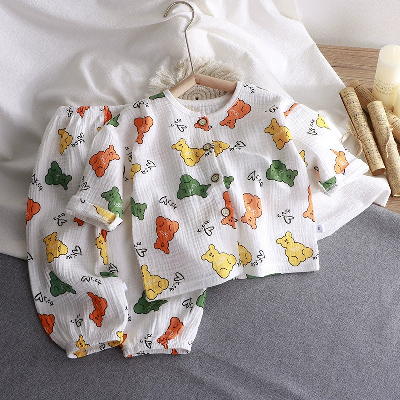 Children's summer thin set for boys, cotton gauze pijama, children's clothing