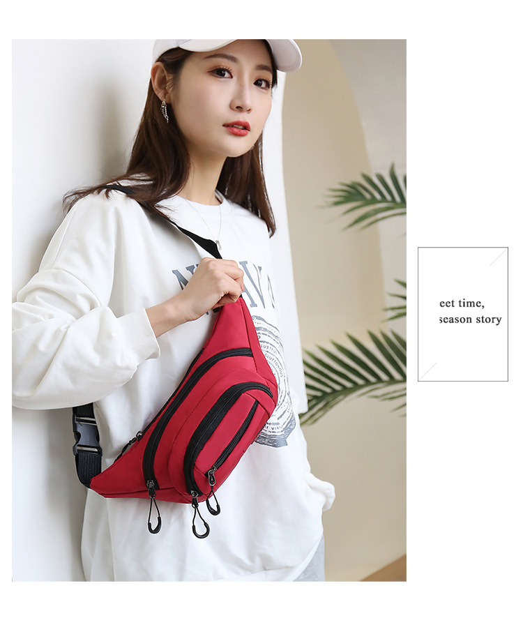 Nylon fashionable sports waist bag, multi-functional fitness crossbody chest bag, outdoor cycling close-fitting mobile phone anti-theft waist bag undefined