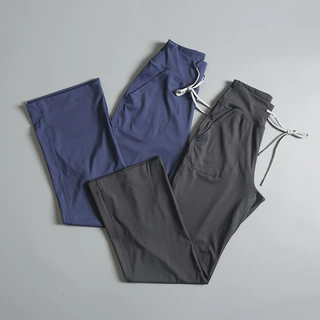 TLU高腰宽松直筒瑜伽裤女裸感休闲抽绳速干喇叭舞蹈运动健身阔腿