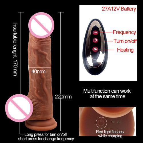 Female artificial penis masturbation device foreign trade heating electric liquid silicone telescopic swinging vibrator sex toy
