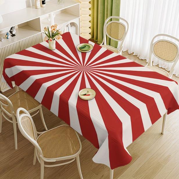 Explosiones transfronterizas en blanco y negro, rojo y blanco rayas tema de circo de carnaval decoración de fiesta de cumpleaños props manteles de poliéster
