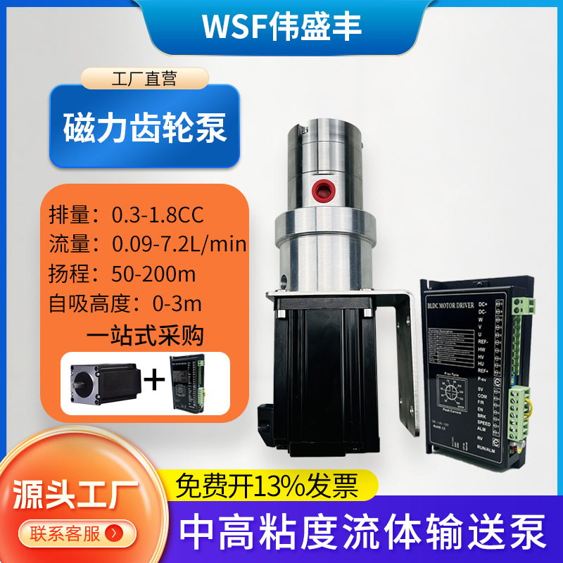 小型不锈钢磁力齿轮油泵 高温高压力高粘度耐酸碱耐腐蚀计量泵