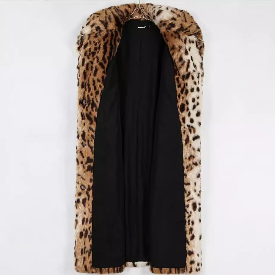 Winter Womens Leopard Print Coat Long Trench Windbreaker Outwear