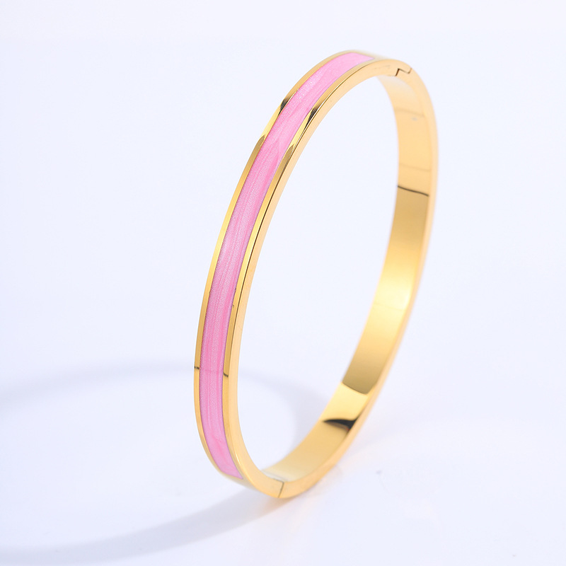 Pulsera de Esmalte 18K de Acero de Titanio Impermeable Hipoalergénica image 7